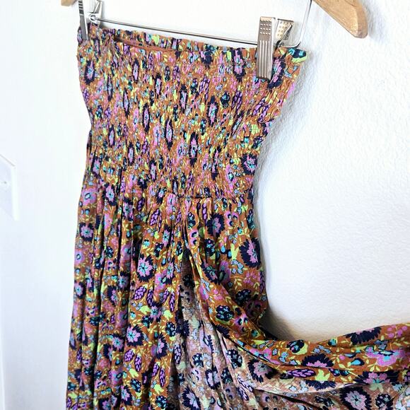 ANTHROPOLOGIE DRAMA MAXI DRESS STRAPLESS FULL SLIT SUMMER BOHO - Picture 6 of 7